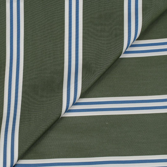 Thomas Mason Green/White/Blue Stripes Regent Shirt MFC0474 - Yeossal & Co