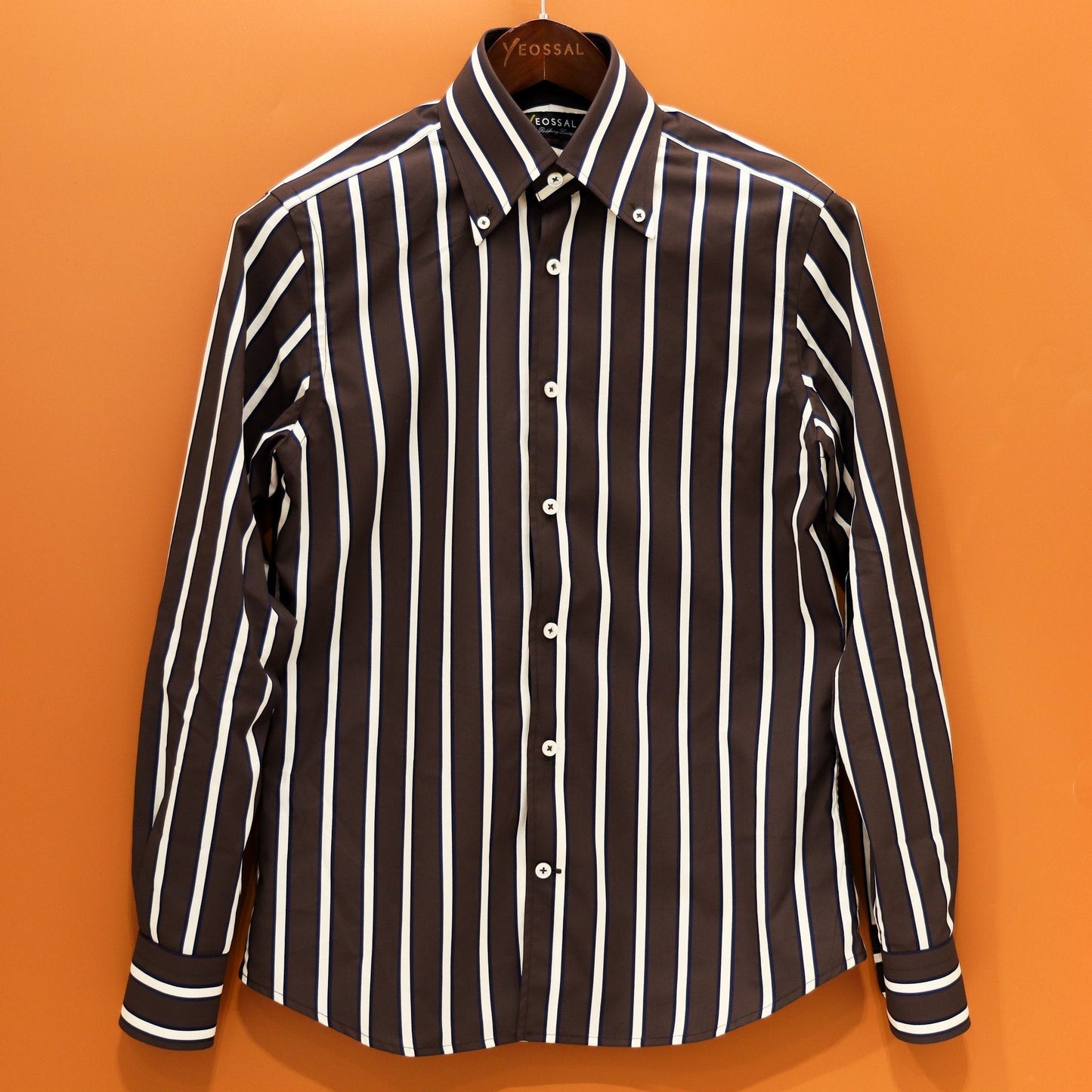Thomas Mason Grey/Navy/White Stripes Shirt - Yeossal & Co