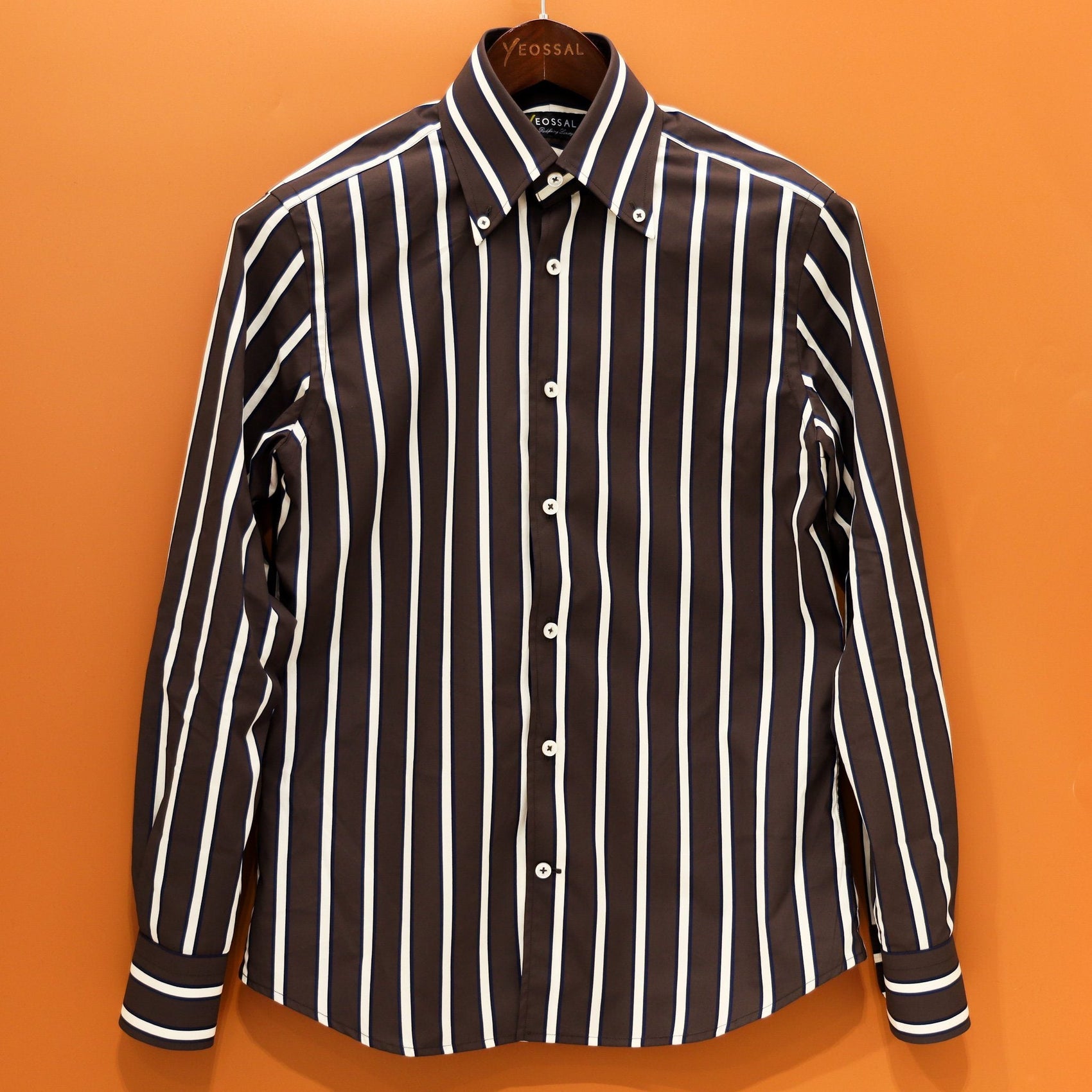 Thomas Mason Grey/Navy/White Stripes Shirt - Yeossal & Co