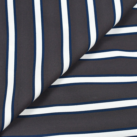 Thomas Mason Grey/Navy/White Stripes Shirt - Yeossal & Co