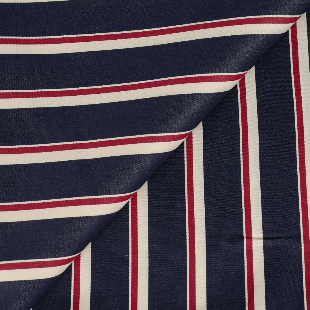 Thomas Mason Navy with White/Red Stripes Twill Shirt - Yeossal & Co