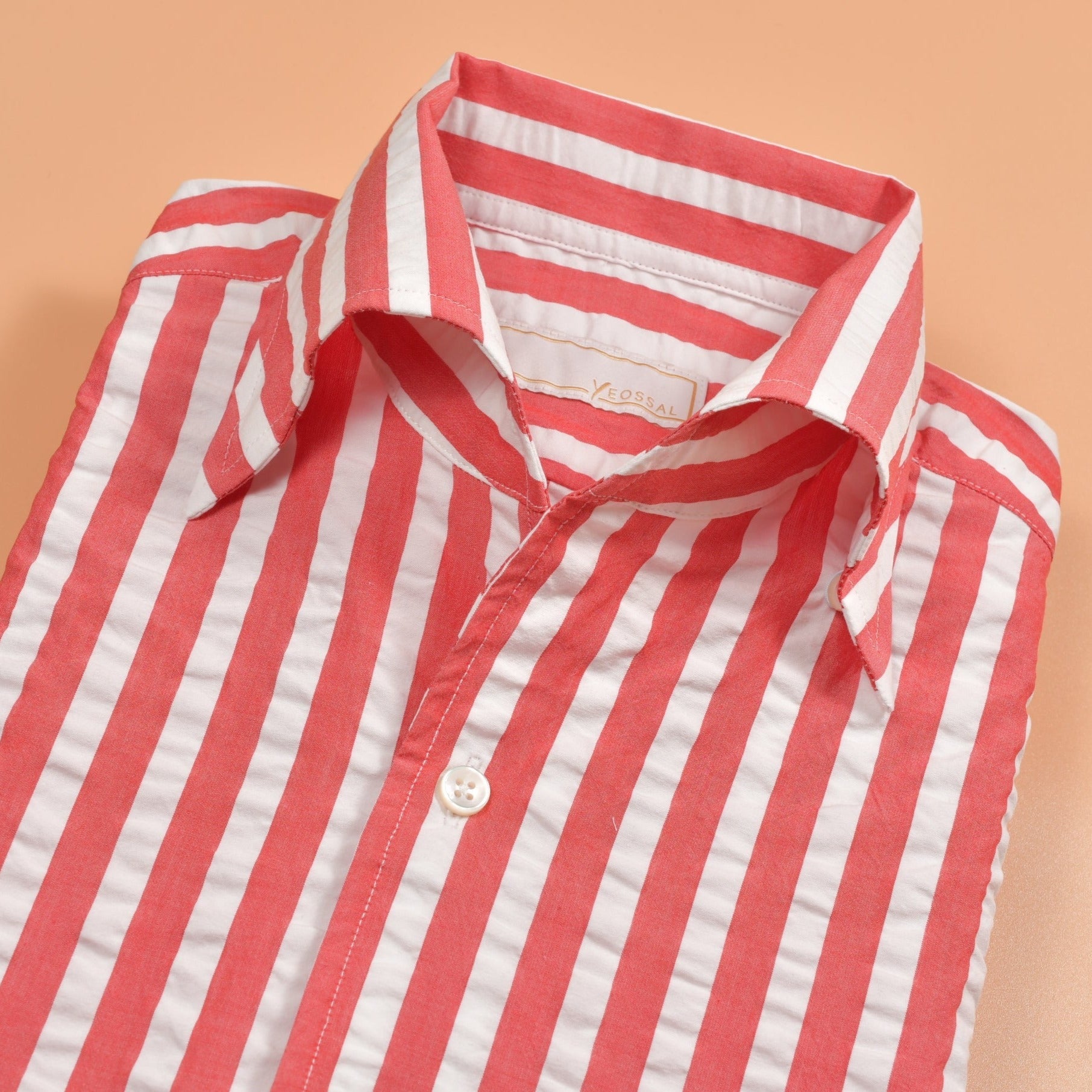 Thomas Mason Red/White Stripes Seersucker - Yeossal & Co