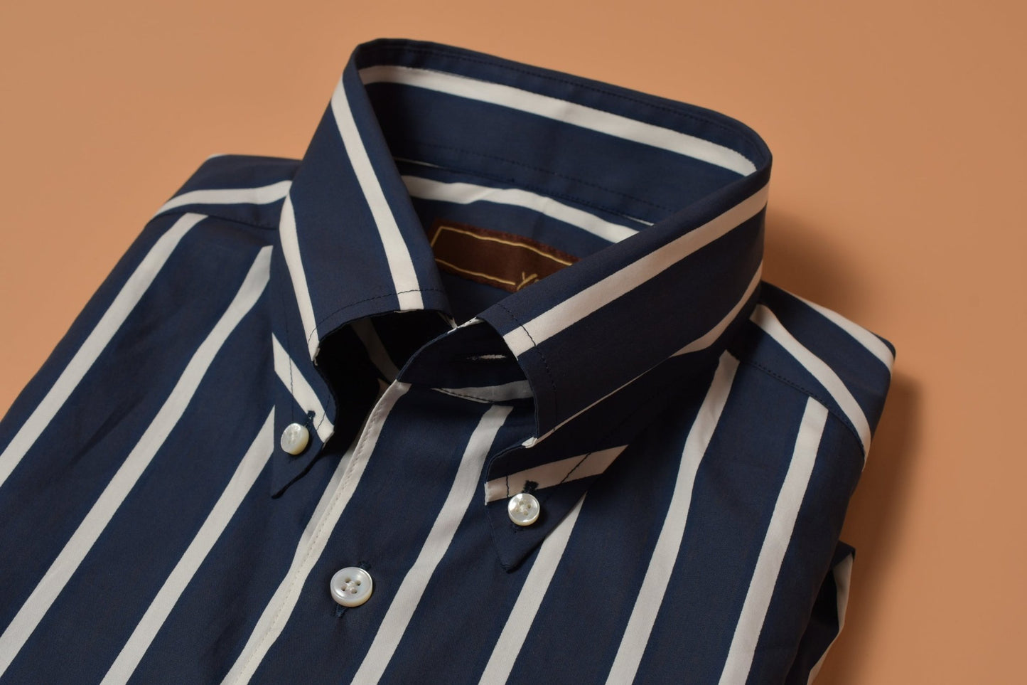Thomas Mason Wide Navy/White Stripes Shirt - Yeossal & Co