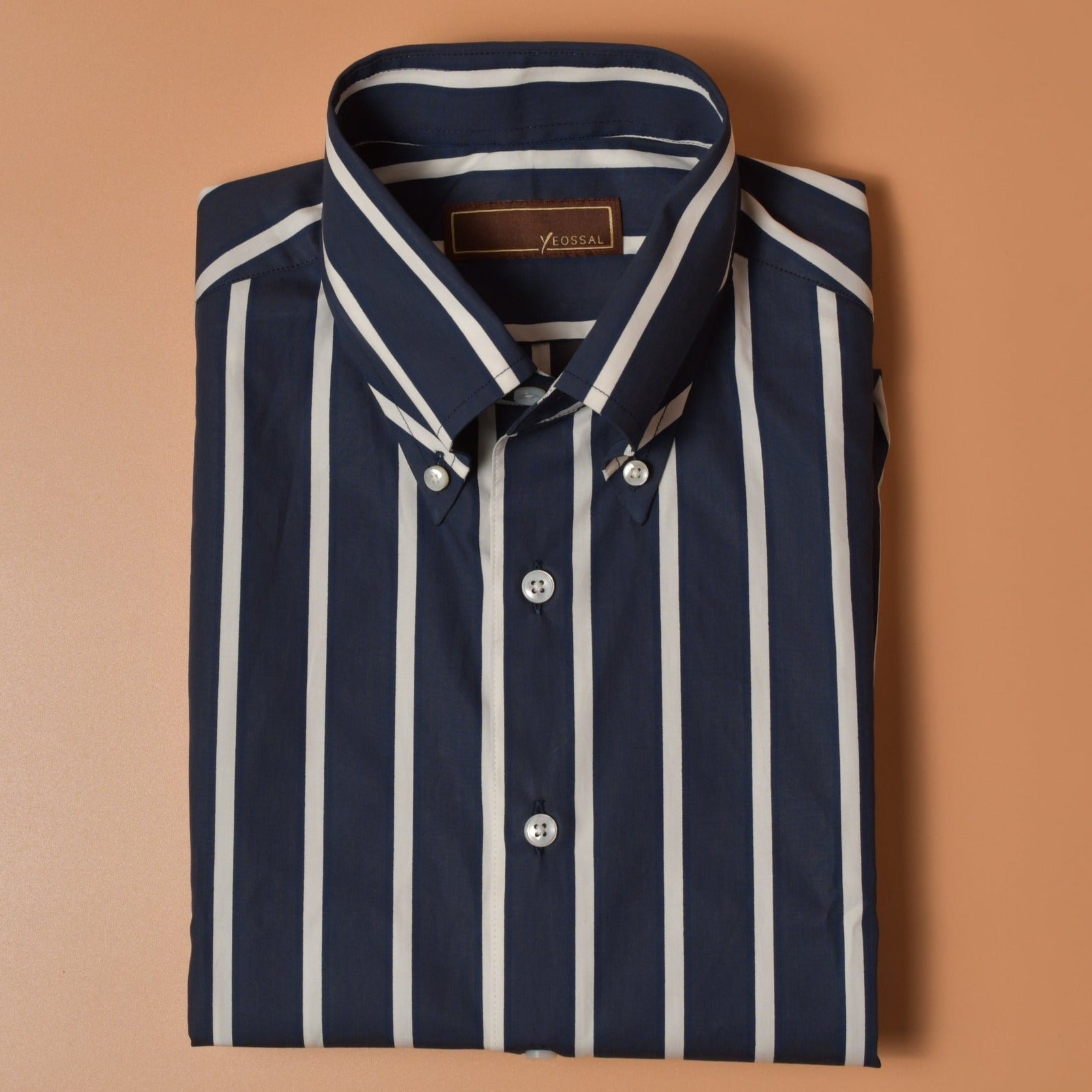 Thomas Mason Wide Navy/White Stripes Shirt - Yeossal & Co